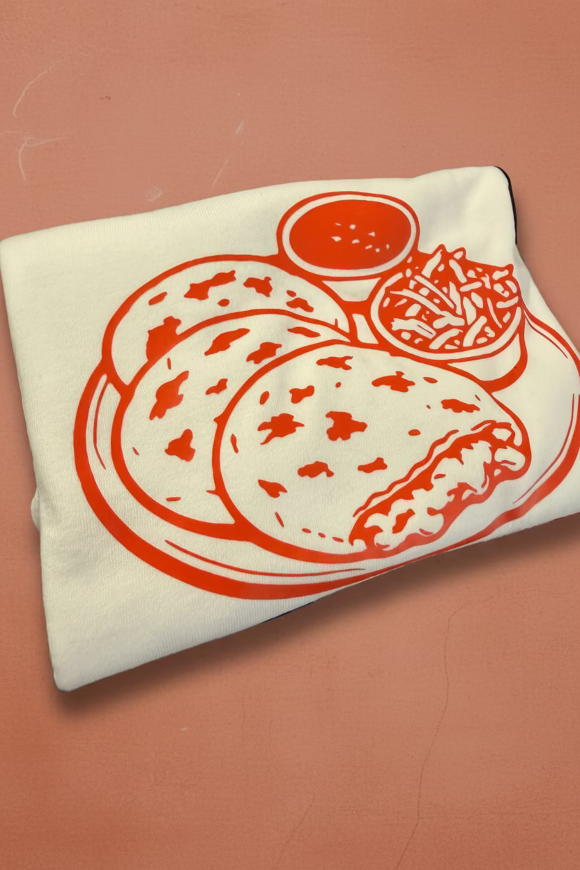 Pupusa Plate Graphic Tee- Salvadoran Food shirt w/ Curtido & Salsa